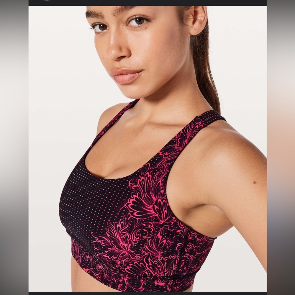 lululemon athletica Black and Pink Floral Sports Bra